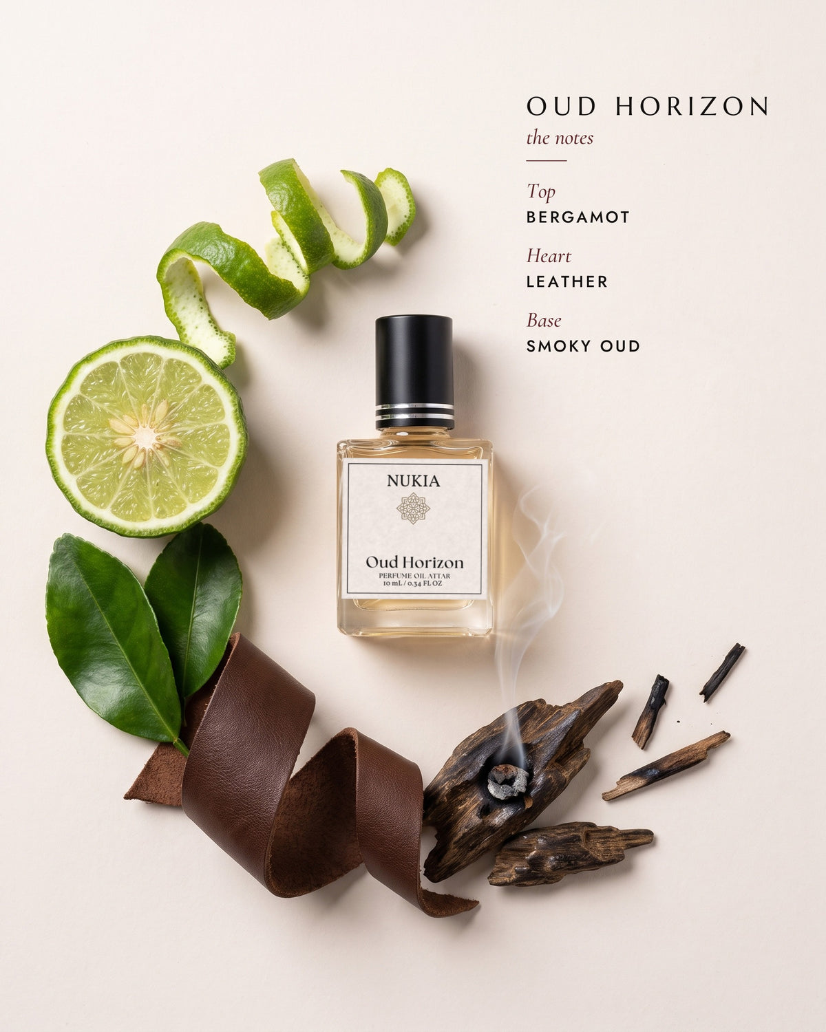 Oud Horizon notes: bergamot, leather, smoky oud