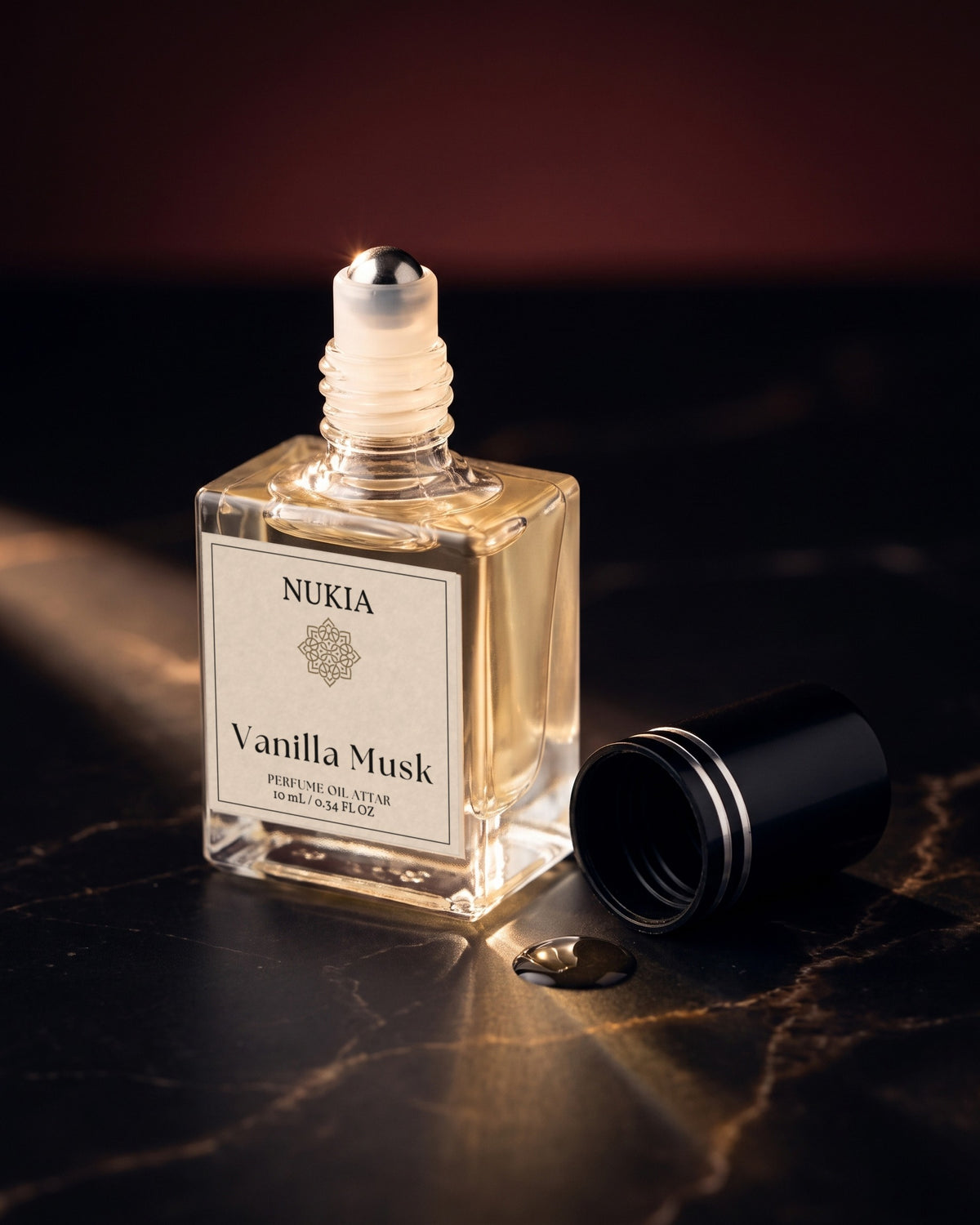 Vanilla Musk with the cap off, showing the rollerball